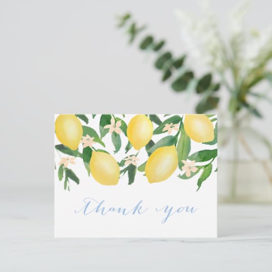 Lemons Aquarelldusche Danke Postkarte (Stehend Vorderseite)