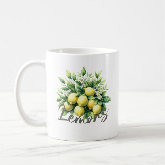 Lemons Aquarellfrucht Botanisch Kaffeetasse (Links)