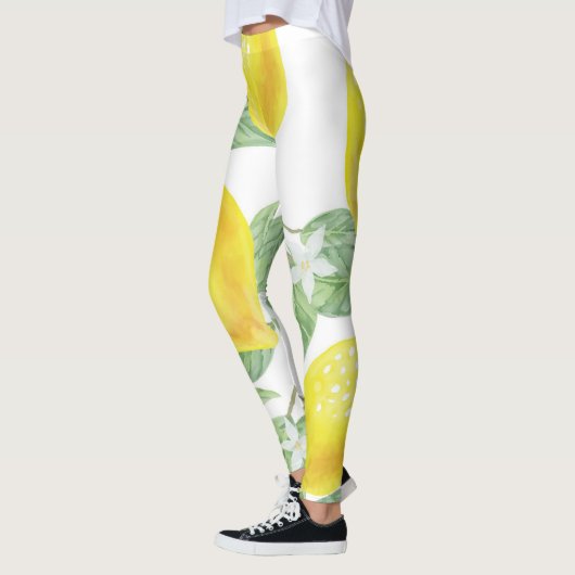 Lemons Aquarellfrucht Muster Leggings (Links)