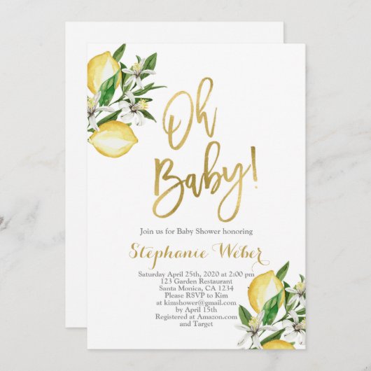 Lemons Babydusche Einladung (Vorne/Hinten)