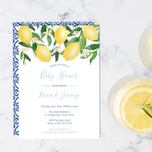 Lemons Blass und Classic Blue Co-Ed Baby Shower Einladung