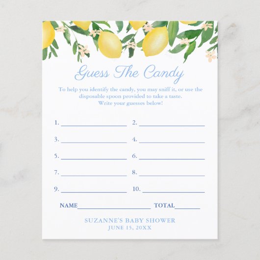 Lemons blasses Blau rät das Candy Baby Duschspiel Flyer (Vorne)