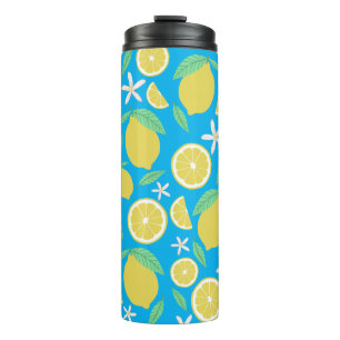 Lemons Blätter und Blume Lemonade Blue Thermosbecher