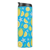 Lemons Blätter und Blume Lemonade Blue Thermosbecher (Nach rechts gedreht)