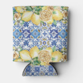 Lemons Blau Gelb Mosaik mediterrane Fliesen Dosenkühler (Vorderseite)