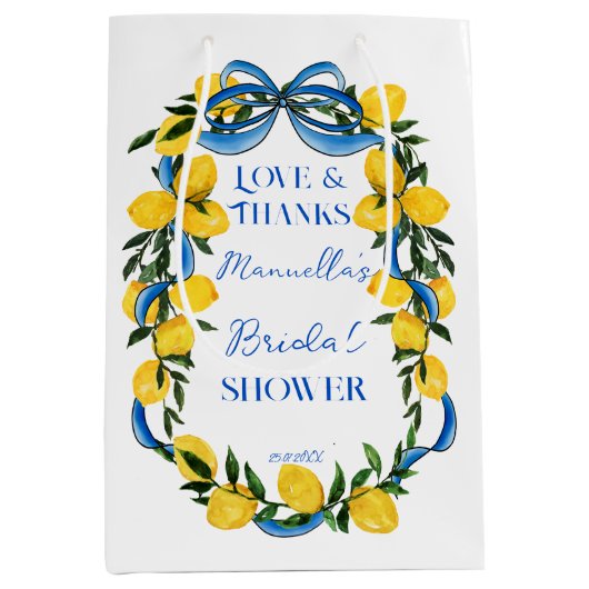 Lemons blaues Bugband Brautparty bevorzugt Mittlere Geschenktüte (Vorderseite)