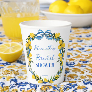 Lemons blaues Bugband Brautparty mit Monogramm Pappbecher