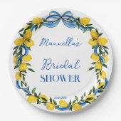 Lemons blaues Bugband Brautparty mit Monogramm Pappteller (Vorderseite)