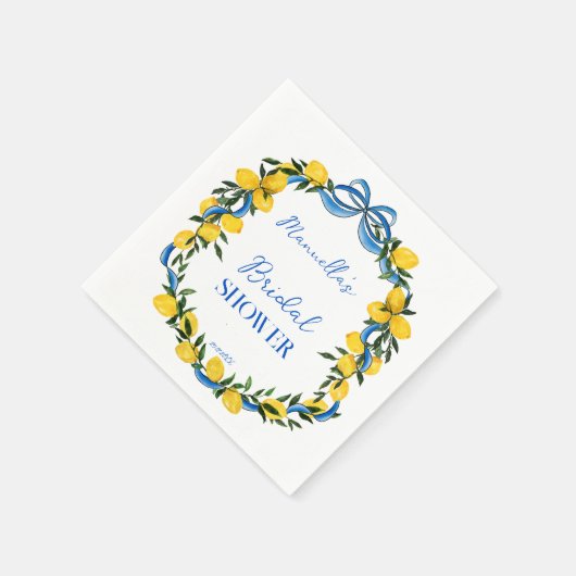 Lemons blaues Bugband Brautparty mit Monogramm Serviette (Ecke)