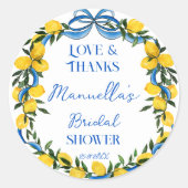 Lemons blaues Bugband Italienisches Brautparty bev Runder Aufkleber (Vorderseite)