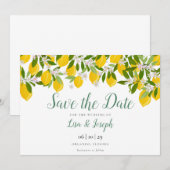 Lemons Blossom Elegant Script Save The Date (Vorne/Hinten)