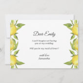 Lemons Blossom Green wird meine Trauzeugin sein Einladung (Rückseite)