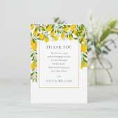 Lemons Blossom Greenerenery Baby Shower Gedicht Dankeskarte (Stehend Vorderseite)