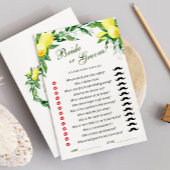 Lemons Blossom Greenerity Brautparty Game Card Einladung