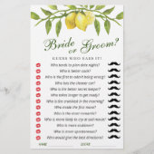 Lemons Blossom Greenerity Chic Brautparty Game (Vorderseite)