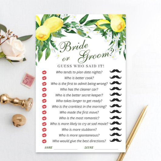 Lemons Blossom Greenerity Chic Brautparty Game