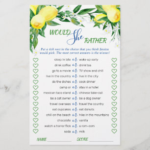 Lemons Blossom Greenerity Chic Brautparty Game