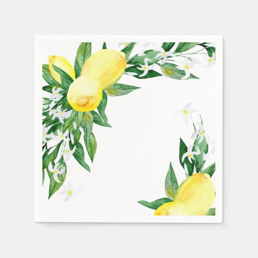Lemons Blossom Greenerity Chic Party Paper Serviette (Vorderseite)