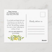 Lemons Blossom Greenerity Wedding Foto Vielen Dank Postkarte (Rückseite)