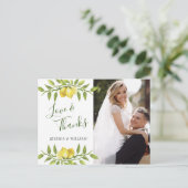 Lemons Blossom Greenerity Wedding Foto Vielen Dank Postkarte (Stehend Vorderseite)