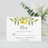 Lemons Blossom Greenerity Wedding RSVP Card (Stehend Vorderseite)