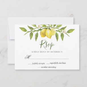 Lemons Blossom Greenerity Wedding RSVP Card Karte
