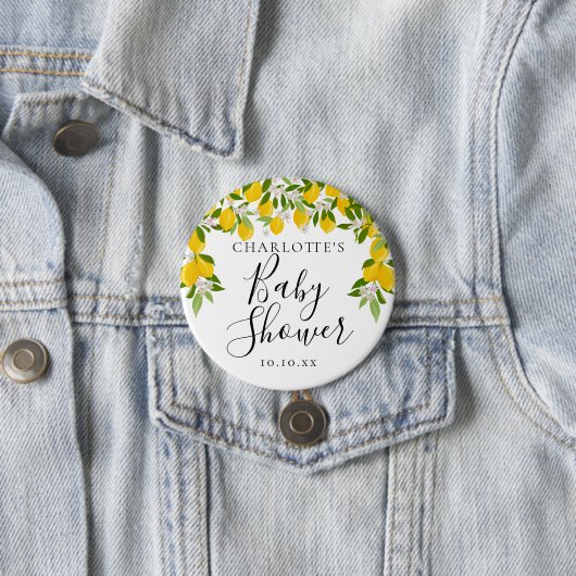 Lemons Blossom Greenery Baby Shower Button (Beispiel)