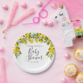 Lemons Blossom Greenery Baby Shower Pappteller (Party)