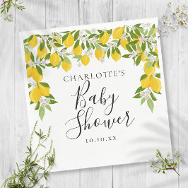 Lemons Blossom Greenery Baby Shower Serviette