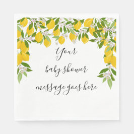 Lemons Blossom Greenery Baby Shownachricht Serviette