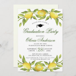 Lemons Blossom Greenery Chic Graduation Party Einladung