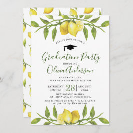 Lemons Blossom Greenery Chic Graduation Party Einladung