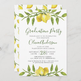 Lemons Blossom Greenery Chic Graduation Party Einladung