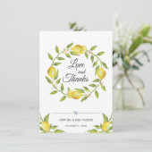 Lemons Blossom Greenery Floral Vielen Dank Dankeskarte (Stehend Vorderseite)