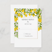 Lemons Blossom Greenery Gold Geometric Wedding RSVP Karte (Vorne/Hinten)