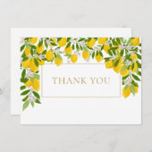 Lemons Blossom Greenery Gold Geometrie Dankeskarte (Vorne/Hinten)