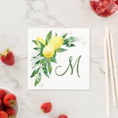 Lemons Blossom Greenery Monogram Party Paper Serviette (Beispiel)