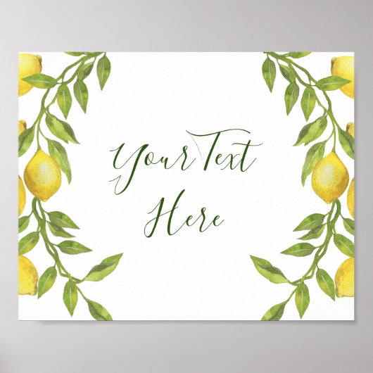 Lemons Blossom Greenery Sign Poster (Vorne)