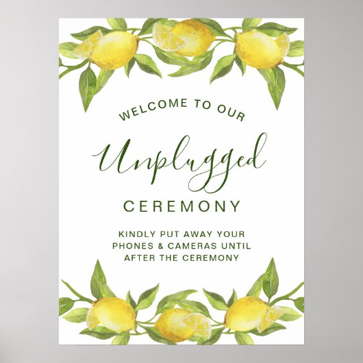 Lemons Blossom Greenery Unplugged Wedding Zeremoni Poster (Vorne)