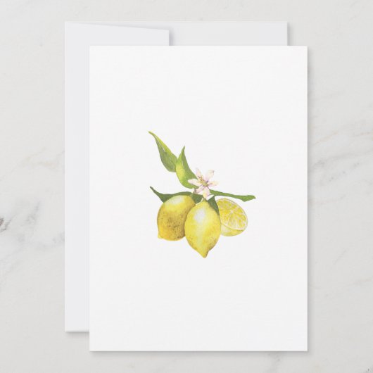 Lemons Blossom Grüne Aquarelldusche Einladung (Rückseite)