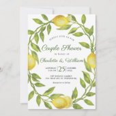 Lemons Blossom Grüne Aquarelldusche Einladung (Vorderseite)
