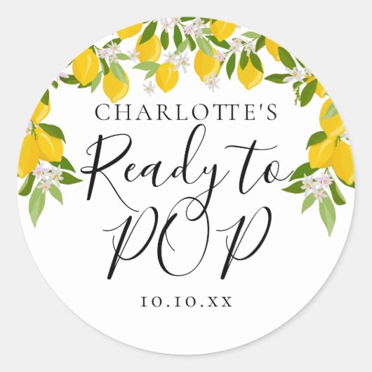 Lemons Blossom Grüne Bereit zum POP Kinderdusche Runder Aufkleber (Vorderseite)