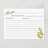 Lemons Blossom Grüne Brautparty Rezept Karte (Rückseite)
