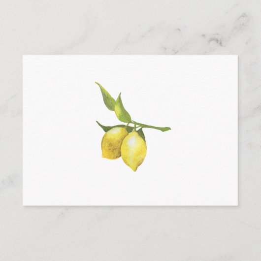 Lemons Blossom Grüne Hochzeitsunterkünfte Begleitkarte (Rückseite)