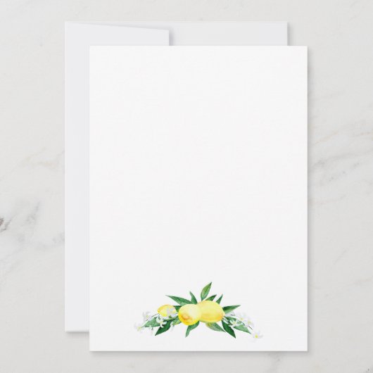 Lemons Blossom Grüne Wasserfarbe Brautparty Einladung (Rückseite)