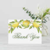 Lemons Blossom Grüne Wasserfarbe Dankeskarte (Stehend Vorderseite)
