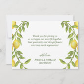 Lemons Blossom Grüne Wasserfarbe Dankeskarte (Rückseite)