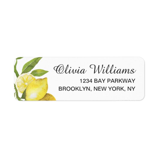 Lemons Blossom Grüne Wasserfarben Rücksendeadresse (Vorne)