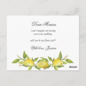 Lemons Blossom Rustikal wirst du mein Blumenmädche Postkarte (Rückseite)