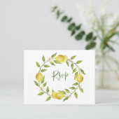 Lemons Blossom Wedding RSVP mit Essensauswahl Postkarte (Stehend Vorderseite)